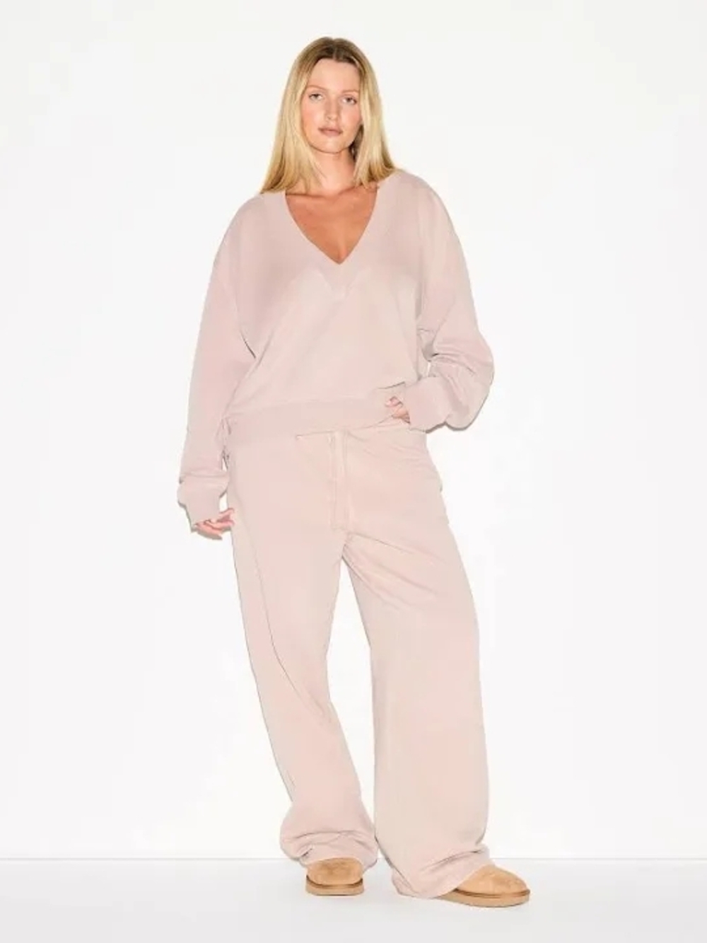 NWT Skims Boyfriend Fleece Sweatpants Light Fawn Oversized XS Pants Only